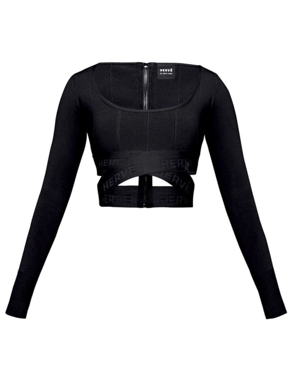 Herve Leger Black Bandage Bodycon Crop Top Size M